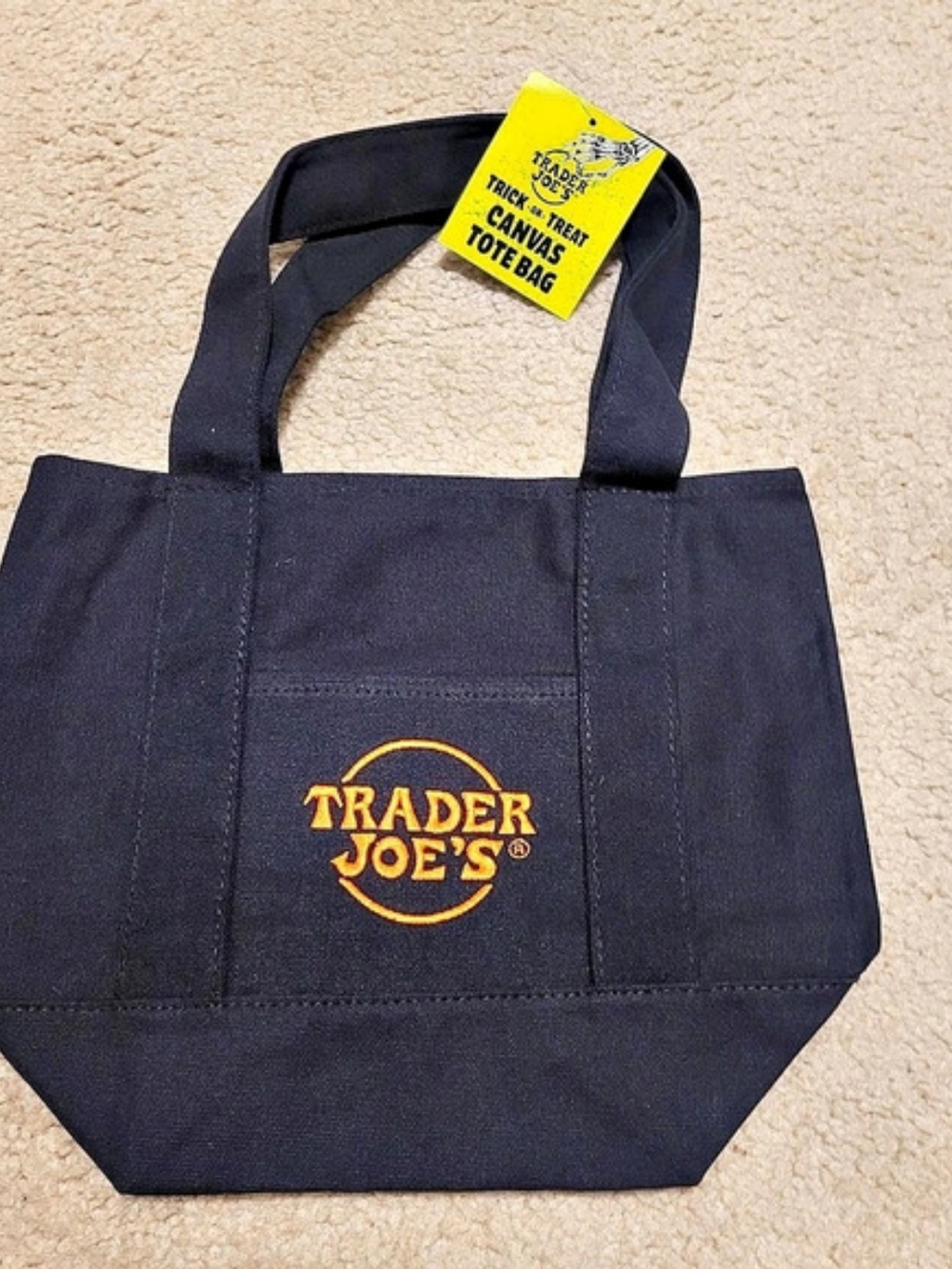 Trader Joe's Trick-or-Treat Mini Canvas Tote Bag Black